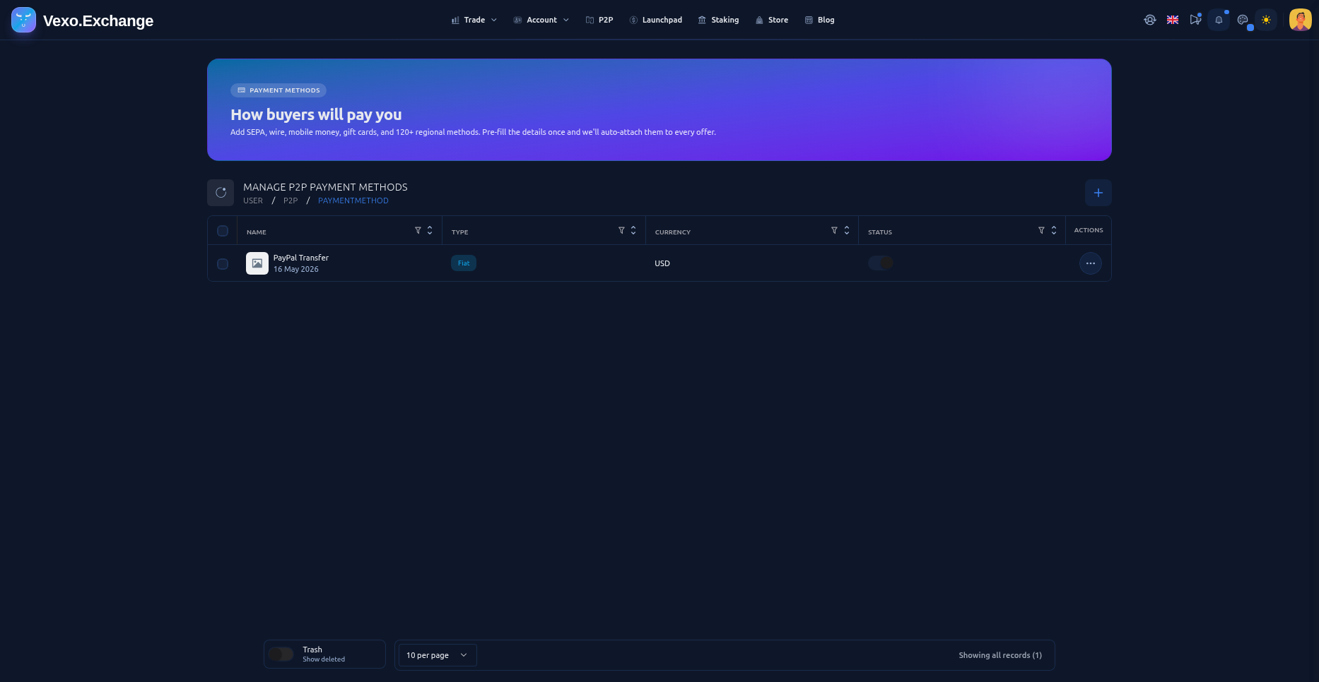P2P payment methods